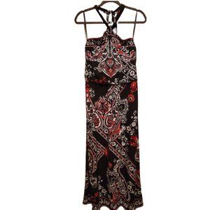 White House Black Market Black White Red Halter Maxi Dress Size Extra Small